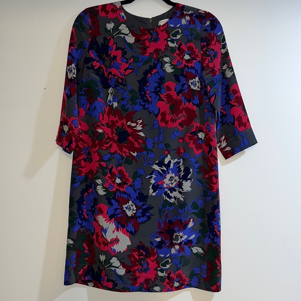 FOSSIL silk floral shift dress